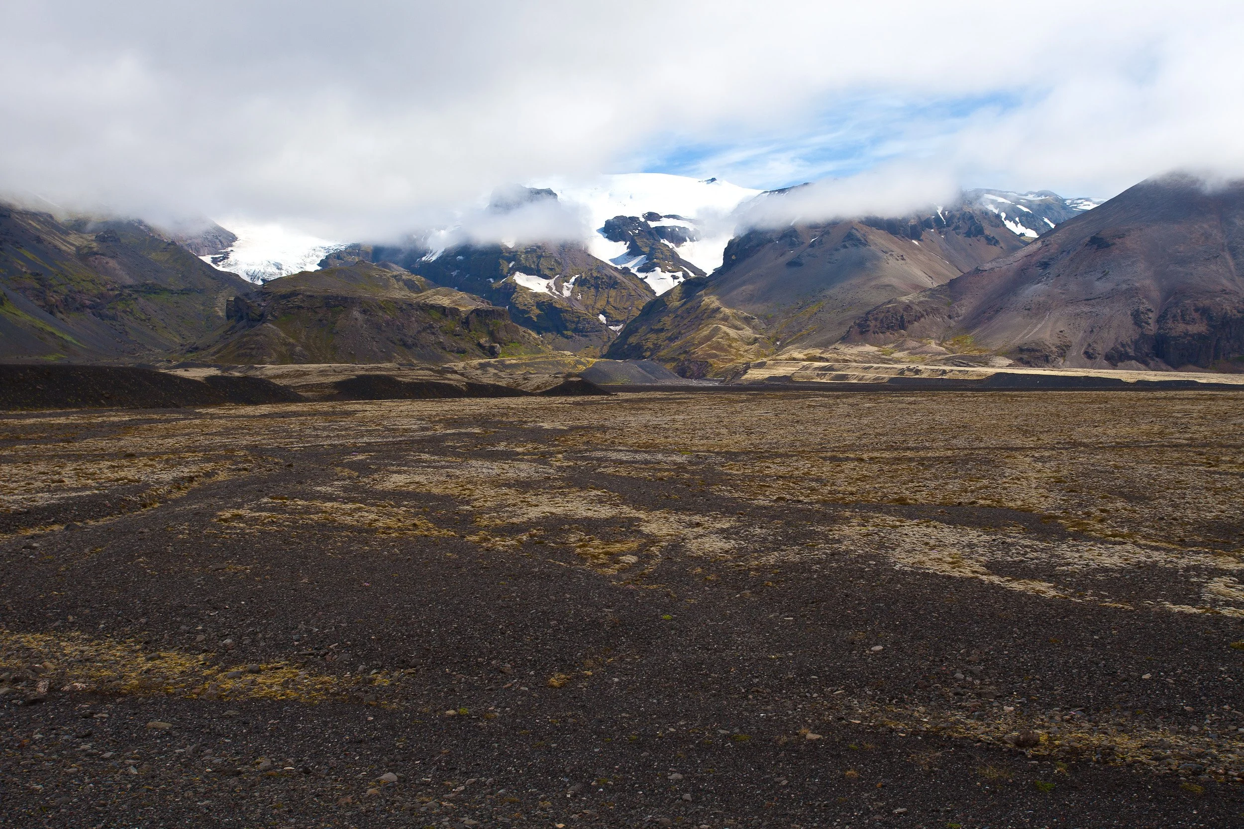 Eldhraun lava field, Iceland — centuries-old lava is softened by thick moss, rolling like a green ocean under flat northern light.