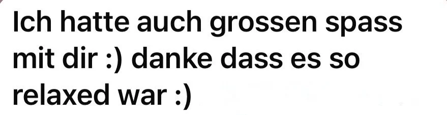 Screenshot einer Kundennachricht: Eine Kundin bedankt sich für die entspannte Atmosphäre und den Spaß während der Beratung.