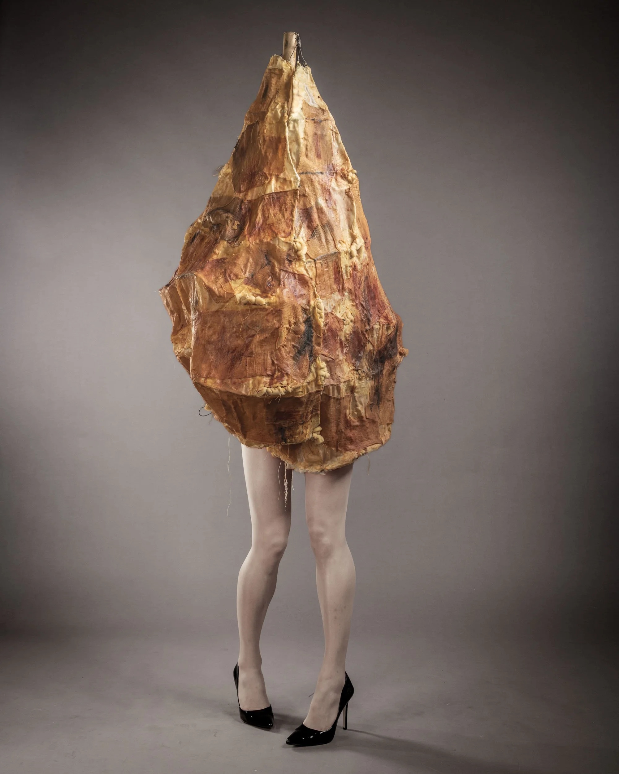 UNTITLED (Can You See Me Now), Studio Documentation #1, 2026.
Archival pigment print.
Fabric, foam, wire, beeswax, and thread.
This piece is like a cocoon, exploring concepts of hiding, safety, and the “shame” of exposing the body.