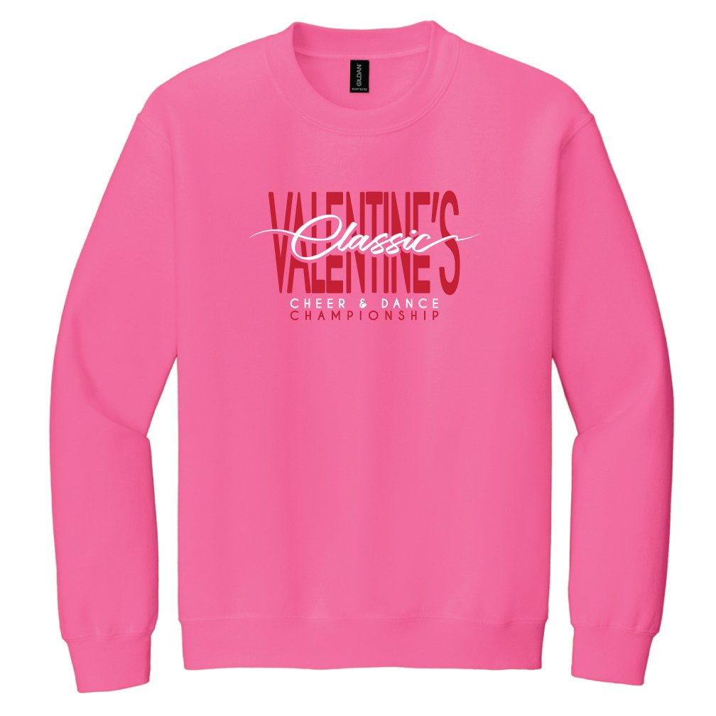 Valentine's Classic Spiritwear - Pink Sweatshirt with white and red lettering