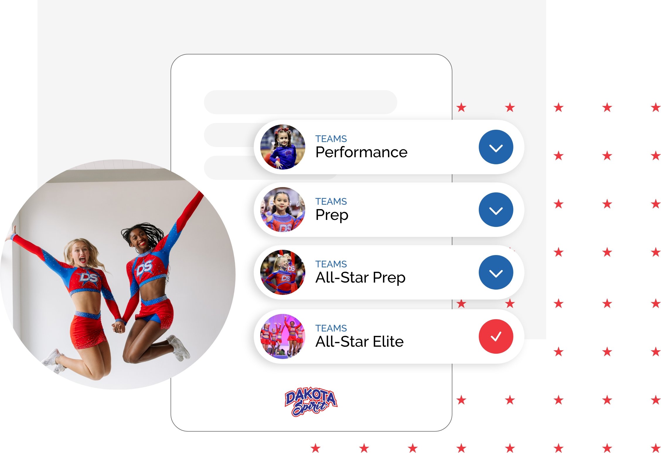 Quiz graphic visual with team choices and small thumbnail photos of Dakota Spirit athletes.