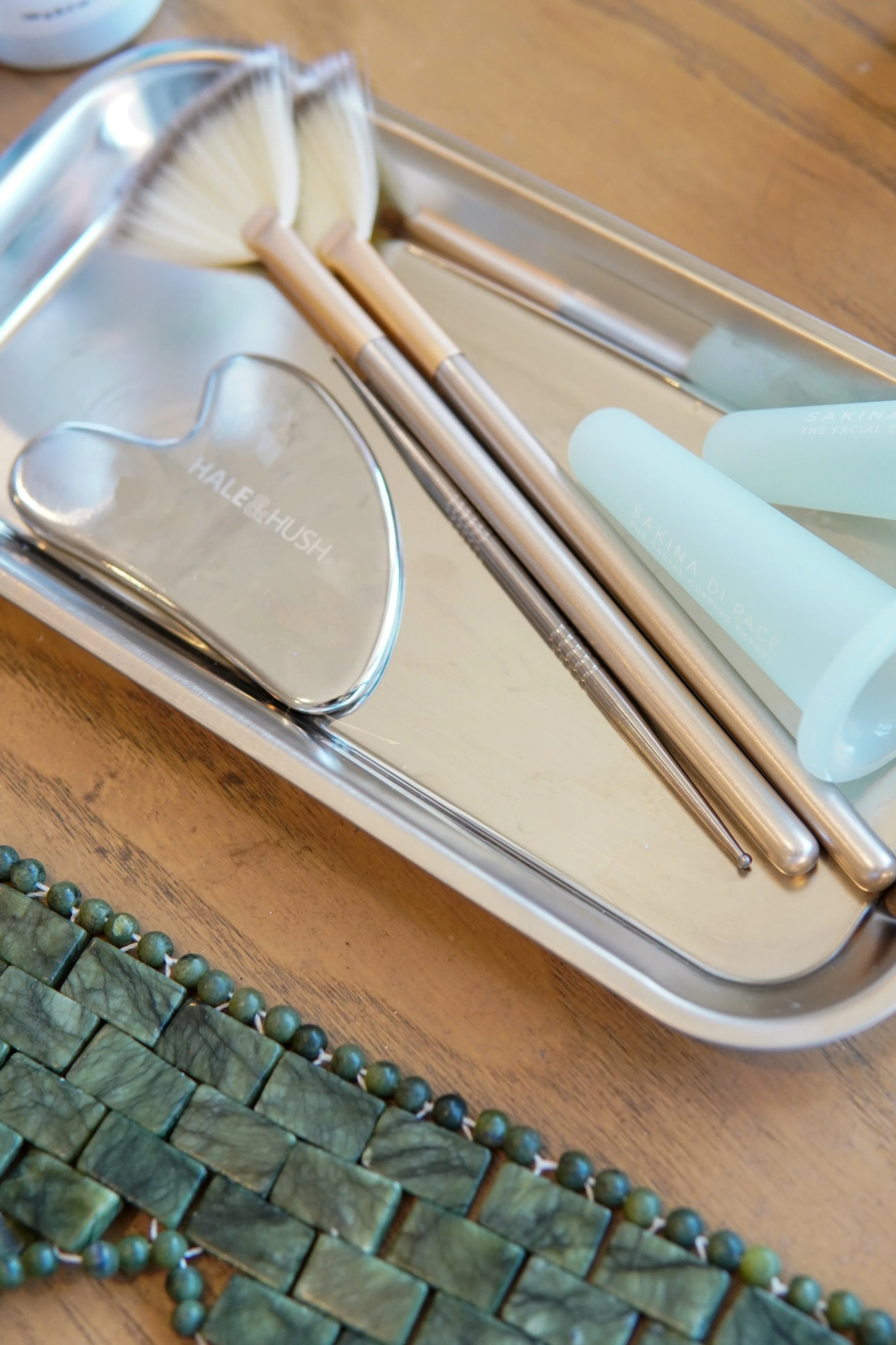 Estheticia tools in tray
