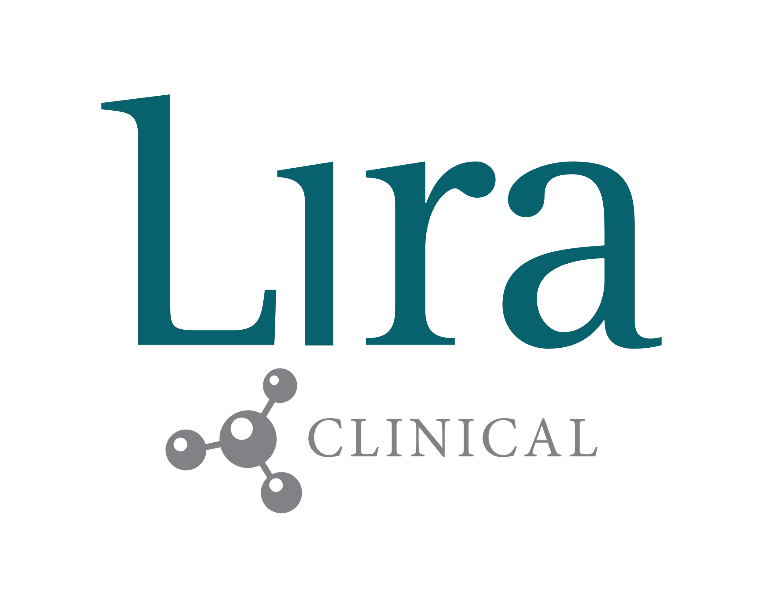 Lipra Clinical logo with the word 'Lipra' in teal, and 'Clinical' in gray below, featuring a stylized molecular structure.