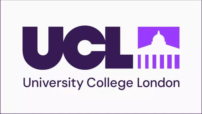 Logo of University College London with purple text and a graphic of a building.
