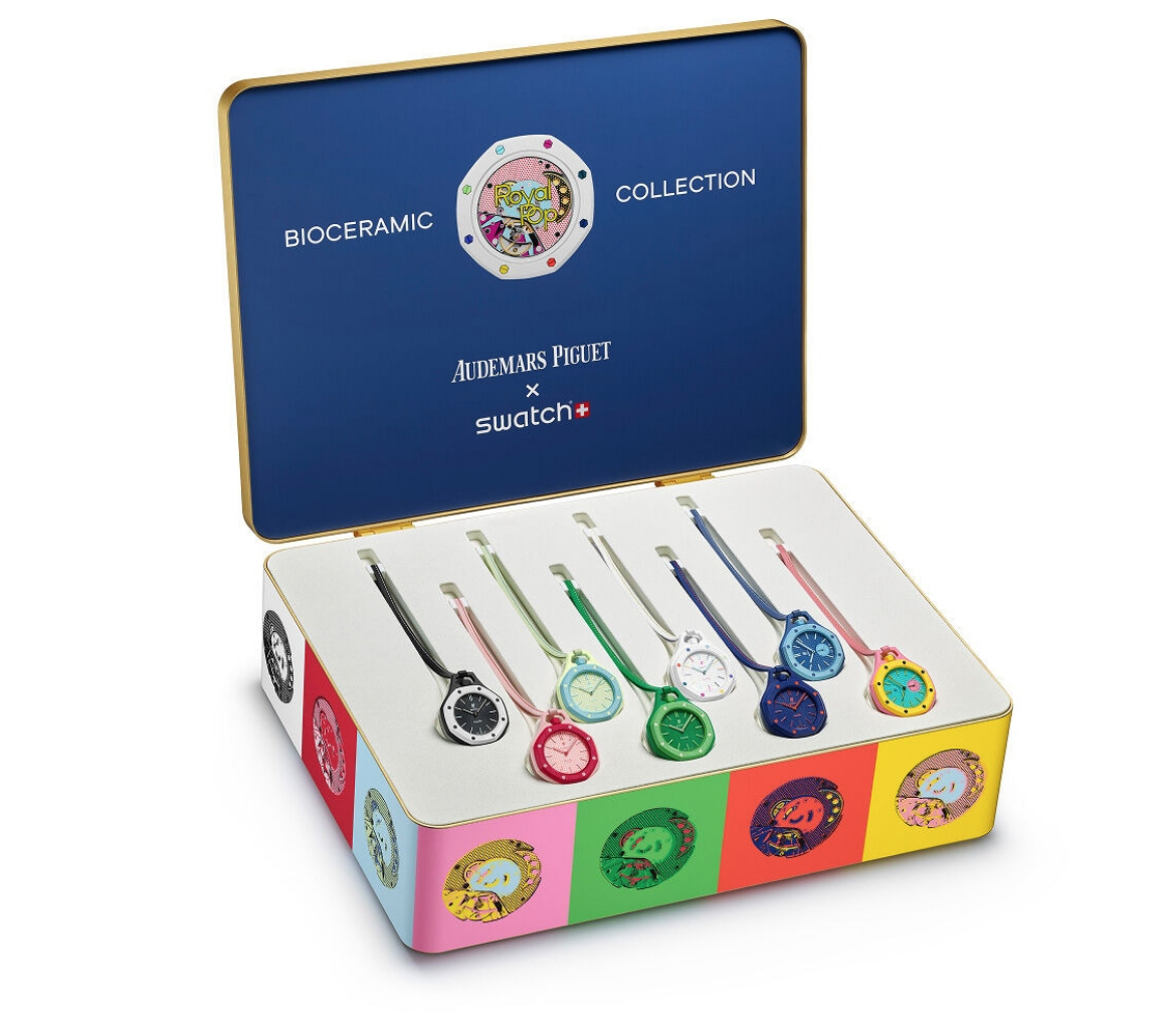AP x Swatch Royal Pop collection in eight colour variations.