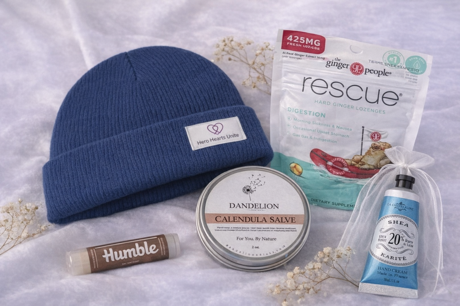 Soft beanie and self care essentials included in Calm Within unisex comfort gift box thoughtful recovery wellness or cancer support gift