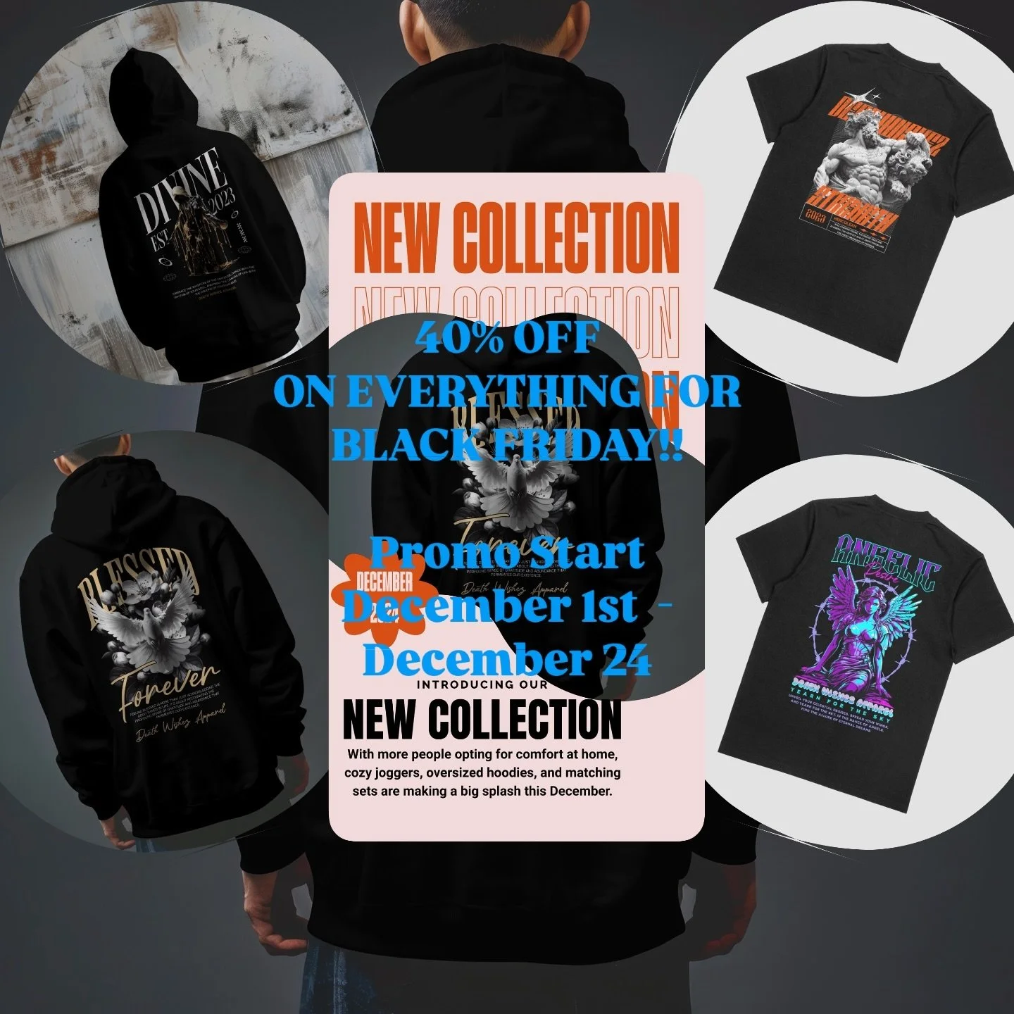 Introducing our : NEW COLLECTION
.
With more people opting for comfort at home, cozy joggers, oversized hoodies, and matching sets are making a big splash this December.
.
@deathwishez_officiel 
.
www.deathwishez.com
.
#new #release #promotion #stree