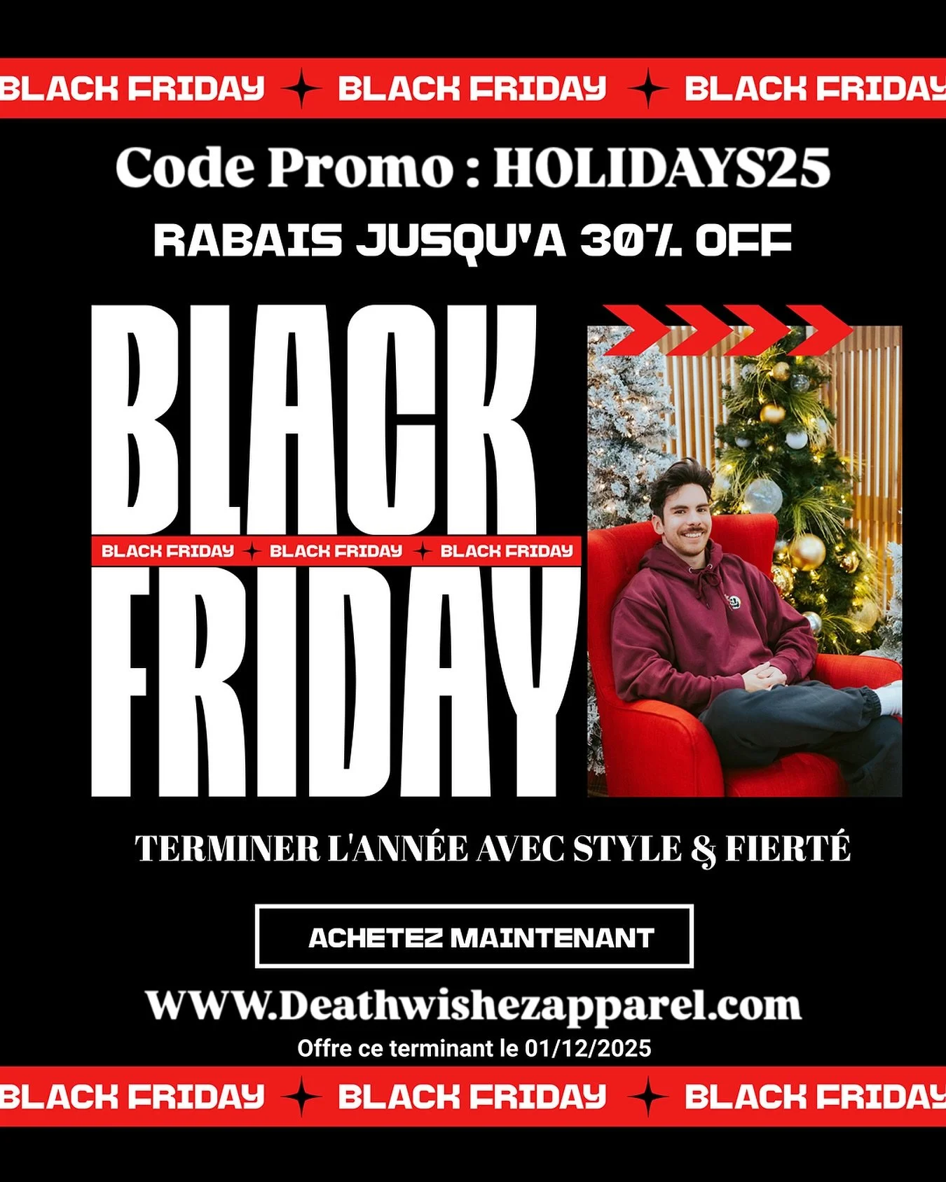 🖤 BLACK FRIDAY IS HERE 🖤
C&rsquo;est le moment de te faire plaisir avec des v&ecirc;tements de marque qui font une vraie diff&eacute;rence.
🧠 Chaque achat soutient la pr&eacute;vention du suicide et la sant&eacute; mentale.
.
🔥 Jusqu&rsquo;&agrav