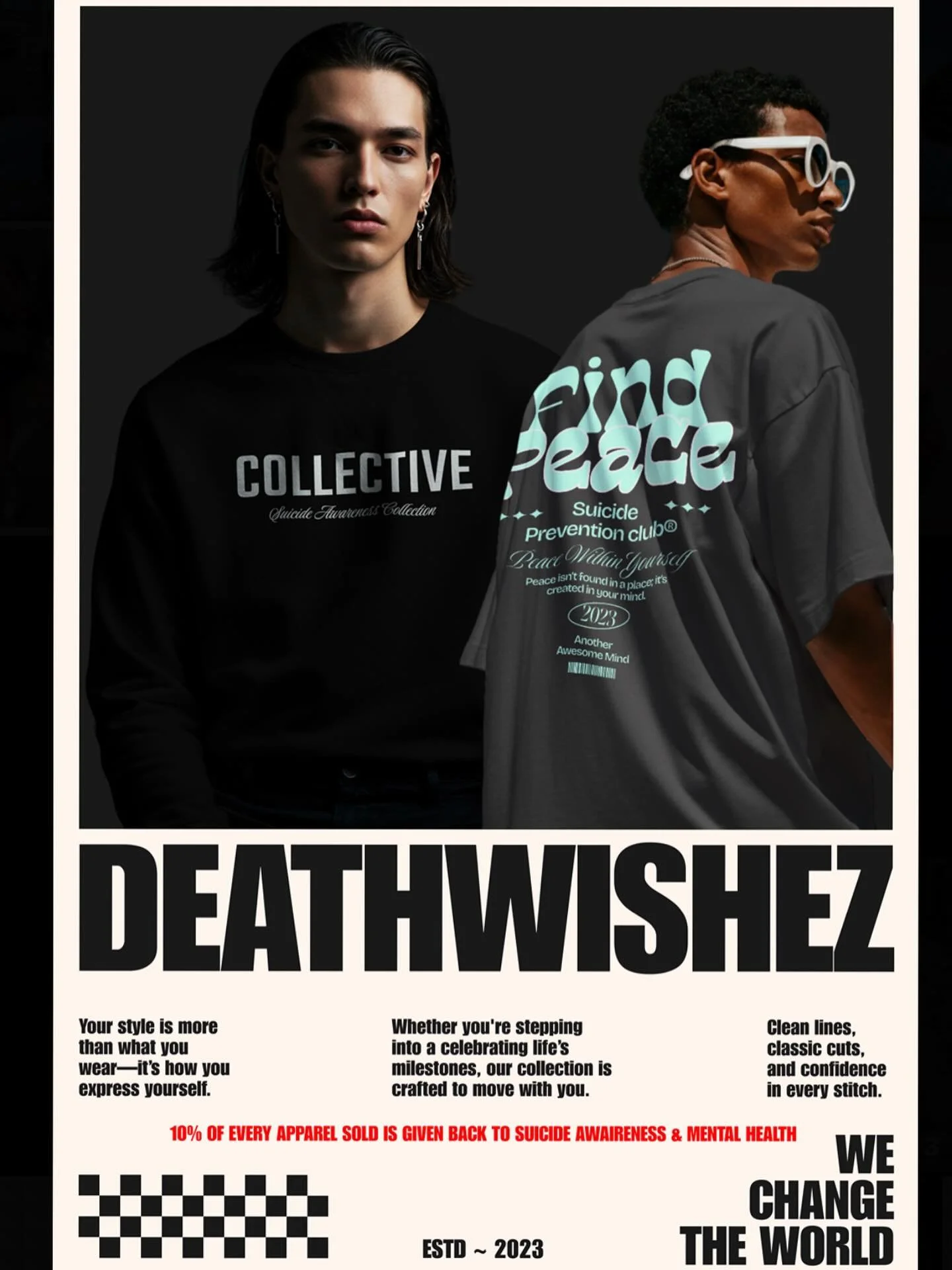 &laquo; La vie, c&rsquo;est 10 % ce que vous en faites et 90 % votre fa&ccedil;on de la prendre. &raquo; 
&ndash; Irving Berlin.
.
10% par article vendu, redonner &agrave; des organismes pour la sant&eacute; mentale &amp; la pr&eacute;vention du suic