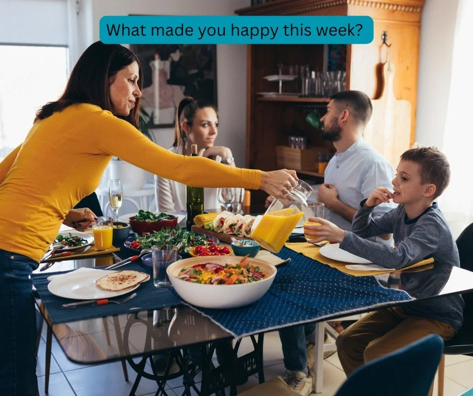 💛 Simple Sunday Family Conversation

Start a meaningful chat with your kids or teens by asking:
"What made you happy this week?"

It&rsquo;s a simple question that encourages gratitude, connection, and sharing feelings&mdash;perfect for wi