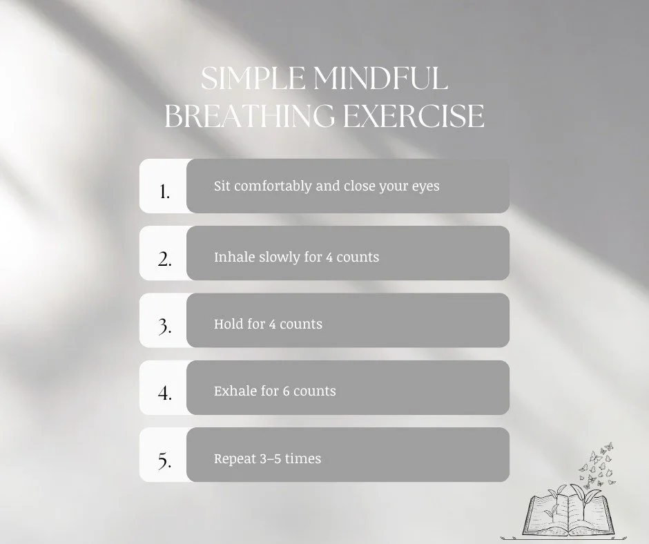 🧘&zwj;♂️ Mindful Monday Tip for Teens

Feeling anxious before school or exams? Try this simple mindful breathing exercise:

1️⃣ Sit comfortably and close your eyes
2️⃣ Inhale slowly for 4 counts
3️⃣ Hold for 4 counts
4️⃣ Exhale for 6 counts
5️⃣ Repe