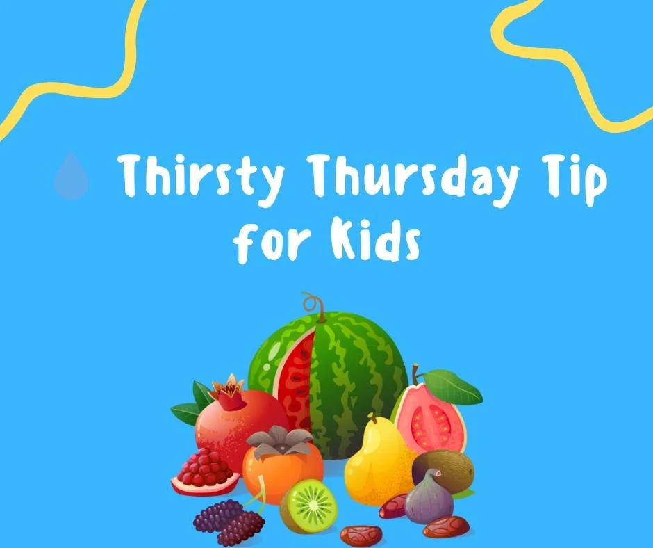💧 Thirsty Thursday Tip for Kids

Skip the sugary drinks and make hydration fun! Try flavored water with fresh fruit 🍓🍋🥝&mdash;kids love the taste, and it keeps them hydrated without extra sugar.

💡 Bonus: Let kids pick the fruit and get creative