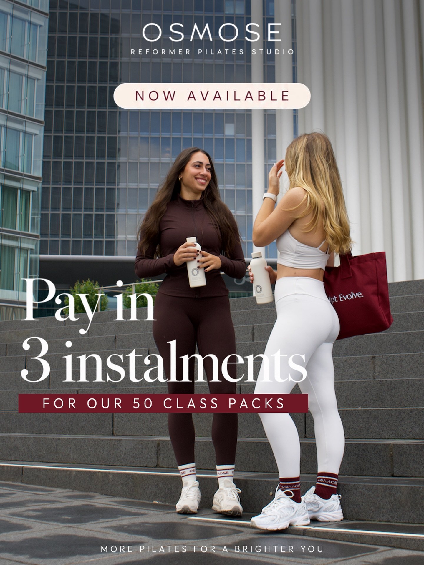 More flexibility, more Pilates. 🤎

Our 50 Class Packs are now available with payment in 3 instalments, making it easier to commit to your practice while spreading the cost over time.

This option is available for both our 50 Class Pack and 50 Class 