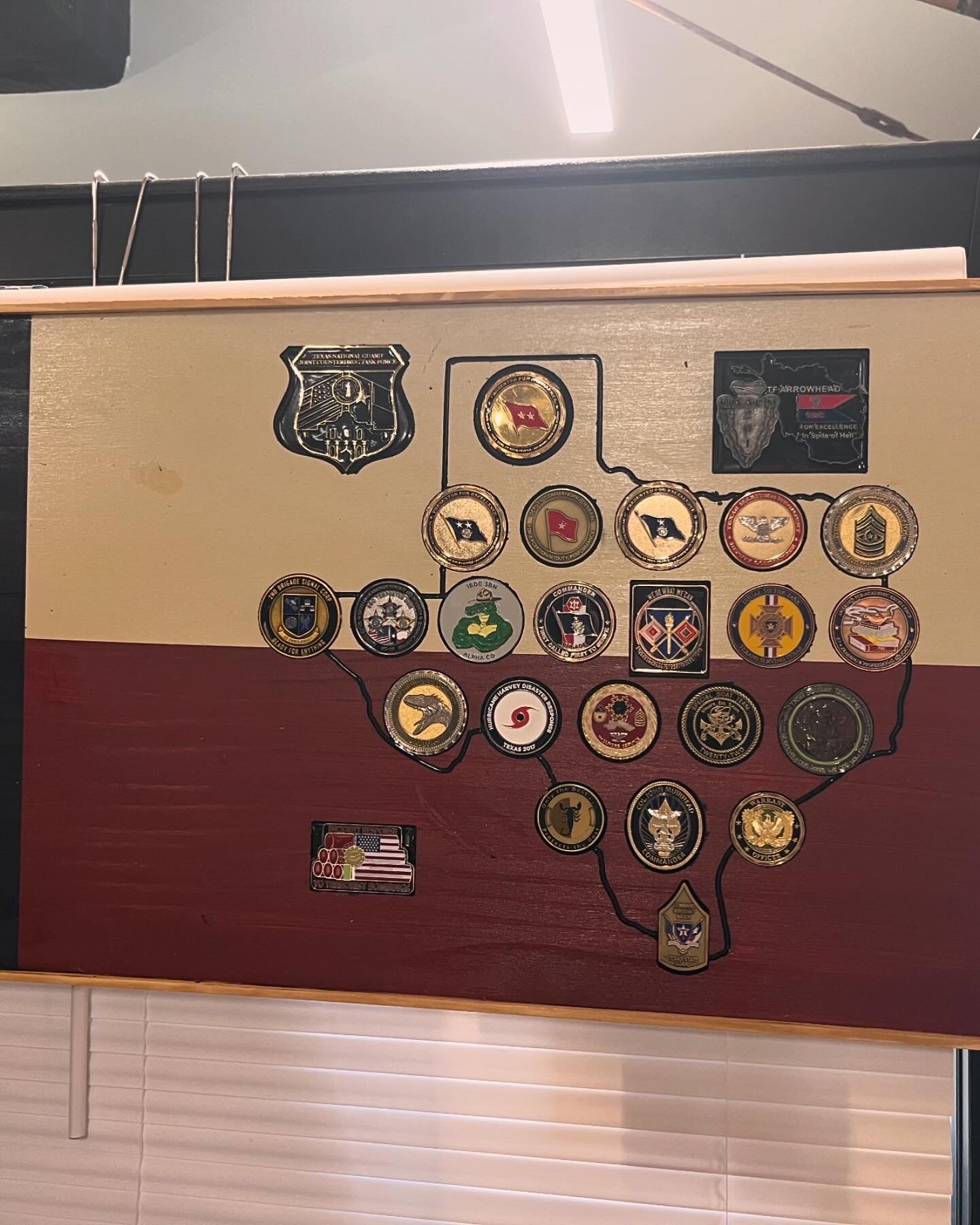 Texas-Shaped Wood Coin Display