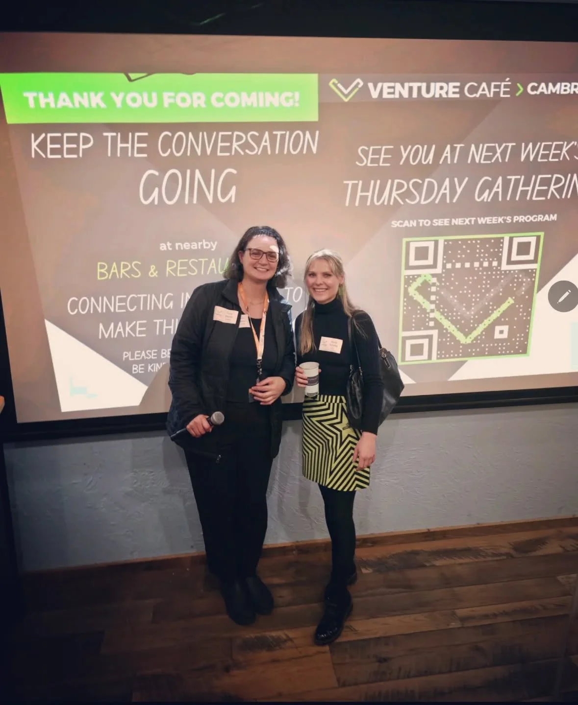 Our Founder at @klymatrix_, Gloria (pictured on right), had an amazing time at Venture Caf&eacute; Cambridge last Thursday! Thank you Tricia and Alexander for hosting such an inspiring gathering of founders and innovators. 📊📈💡 @venturecafecambridg
