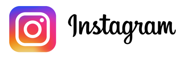Instagram logo with the word 'Instagram' written in black cursive font