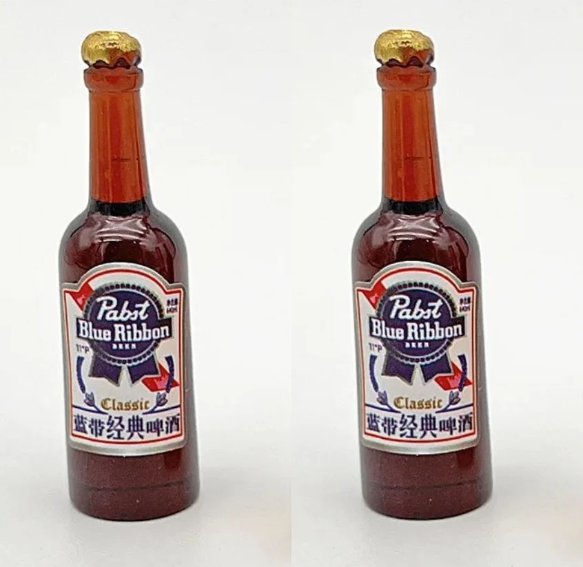 Dollhouse Miniature Pabst Blue Ribbon Beer Bottle – 1:12 Scale Bar & Beverage Accessory