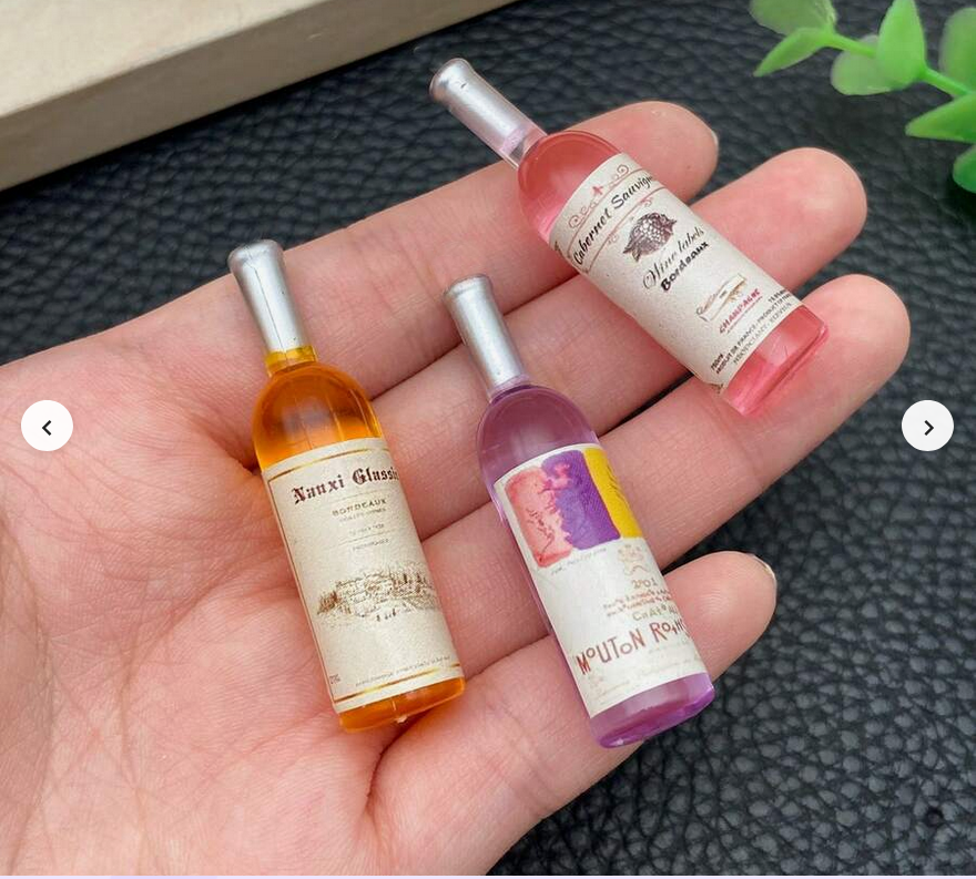 Dollhouse 1:12 Scale Miniature Fancy Wine Bottles – Solid Resin Decorative Wine Bottles – Dollhouse Bar, Cellar, or Dining Scene Accent