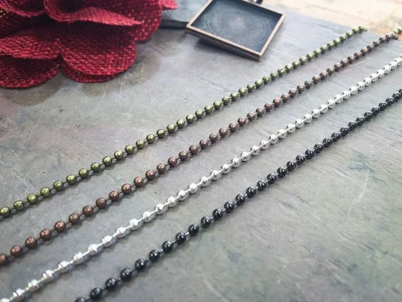 Keychain Ball Chains – 2.4mm Metal Bead Chains – 4 Colors – Approx. 2" Connected – 4-Piece Set – Craft Supplies