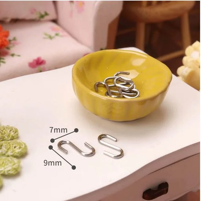 Dollhouse Mini S Hook Hangars - Great for Hanging Kitchen Utensils Clothes 2 Sizes Diorama