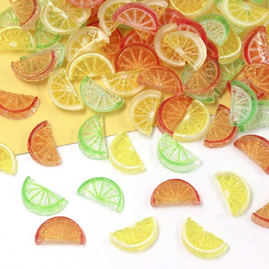 Dollhouse Miniature Citrus Fruit Slices – Assorted Lemon, Lime & Orange – Dollhouse Food Decor