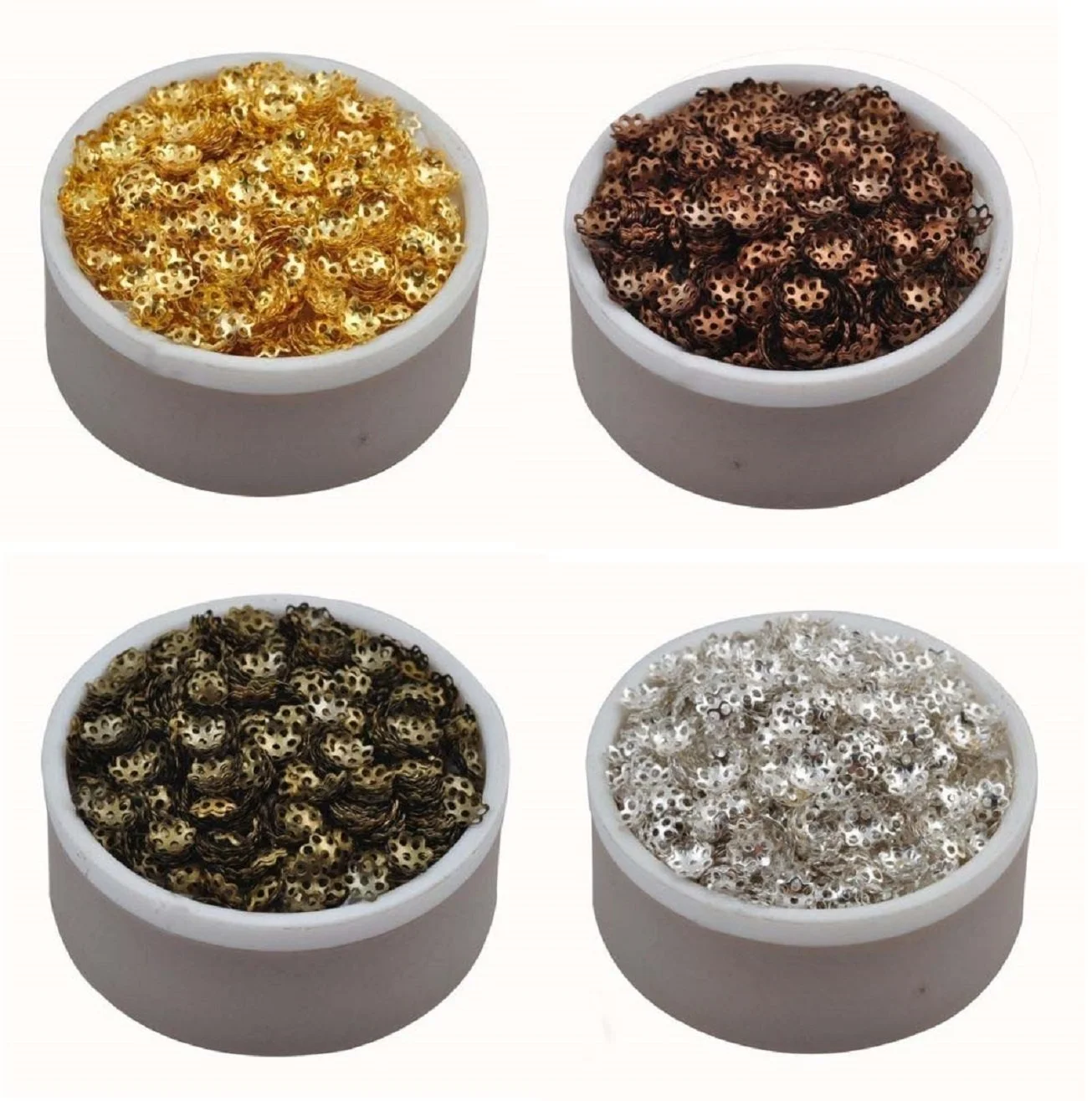 Filigree Flower Bead Caps (100 Pcs)– 6mm Metal Spacer End Caps – Gold Silver Bronze or Antique Copper – Jewelry Making