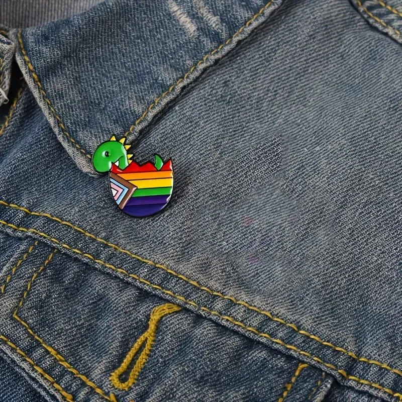 Pride Rainbow Dinosaur Enamel Pin – Show Your Support
