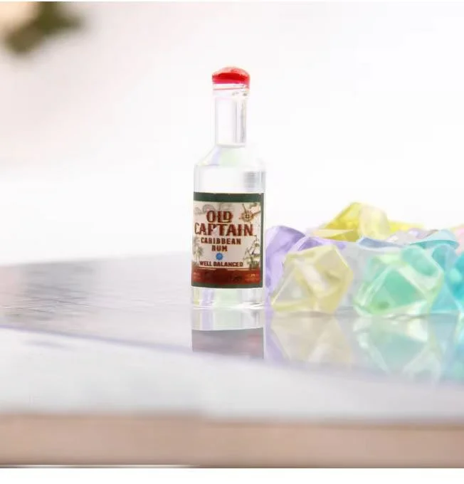Dollhouse Miniature Old Captain Caribbean Rum Bottle – 1:12 Scale Bar Accessory