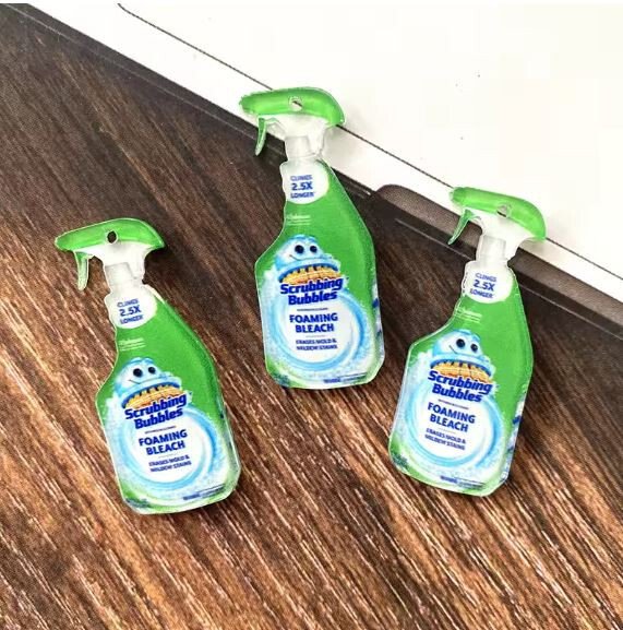 Dollhouse Miniature Dow Scrubbing Bubbles - Foaming Bleach Spray – 1:12 Scale Dollhouse 2D Flat Acrylic Cleaning Supply – 2D Flat Resin Accessory