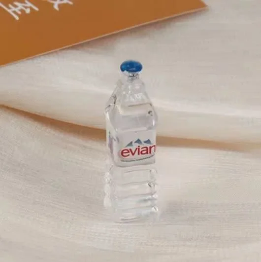 Dollhouse Miniature Evian Water Bottles – 1:12 Scale Dollhouse Beverage – Realistic Resin Mini