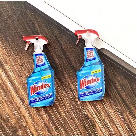 Dollhouse Miniature Windex Spray Bottle – 1:12 Scale Dollhouse Cleaning Accessory – Flat 2D Acrylic Display Piece