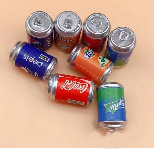 Dollhouse Miniature Soda Cans – Random Name-Brand Mixed Soft Drink Can Miniatures for Dollhouse & Mini Scenes – 1/12 Scale – Resin