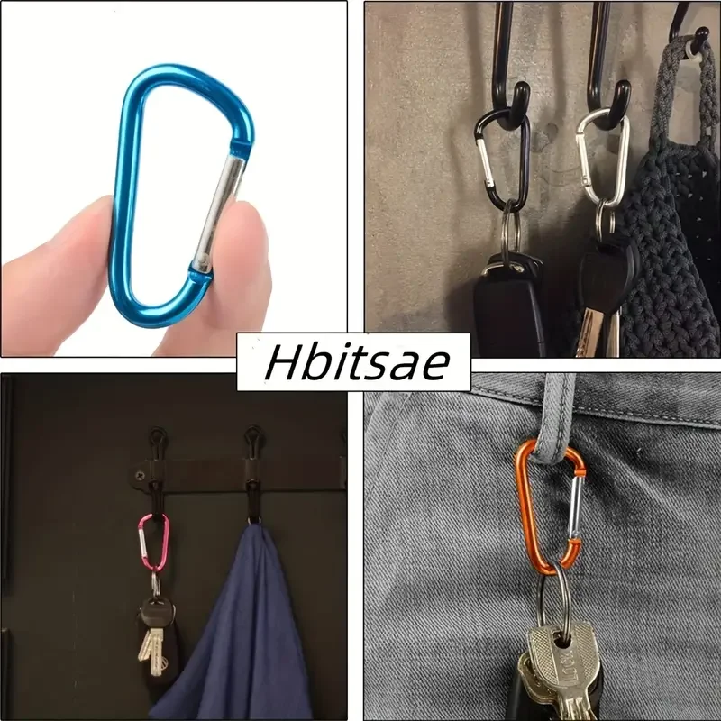 Carabiner D Ring Clips – Aluminum Snap Hook Keychain Clips (Random Colors)