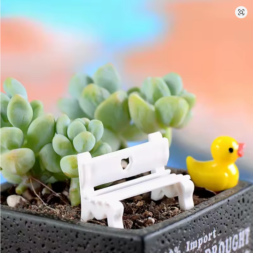 Dollhouse Miniature White Yard Benches – 2-Piece Outdoor Garden Bench Set – 1/12 Scale – PVC