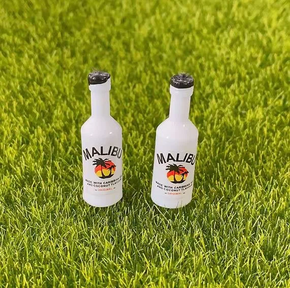Dollhouse Miniature Malibu Coconut Rum Bottle – 1:12 Scale Bar Accessory