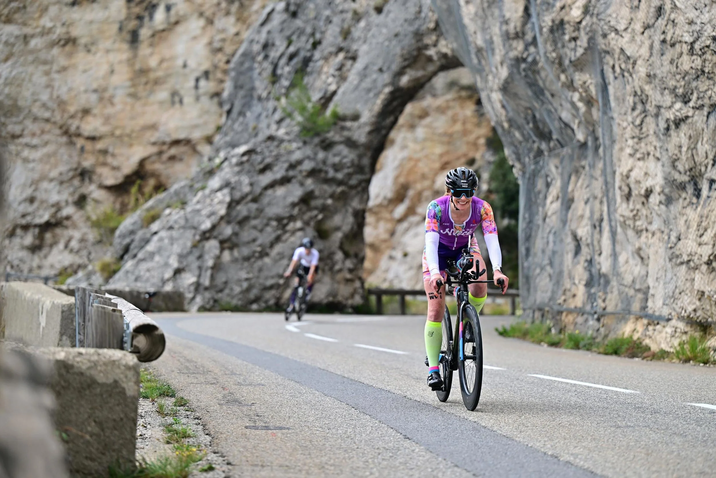 Ascent Multisport athlete on IRONMAN World Championship Nice bike course descent