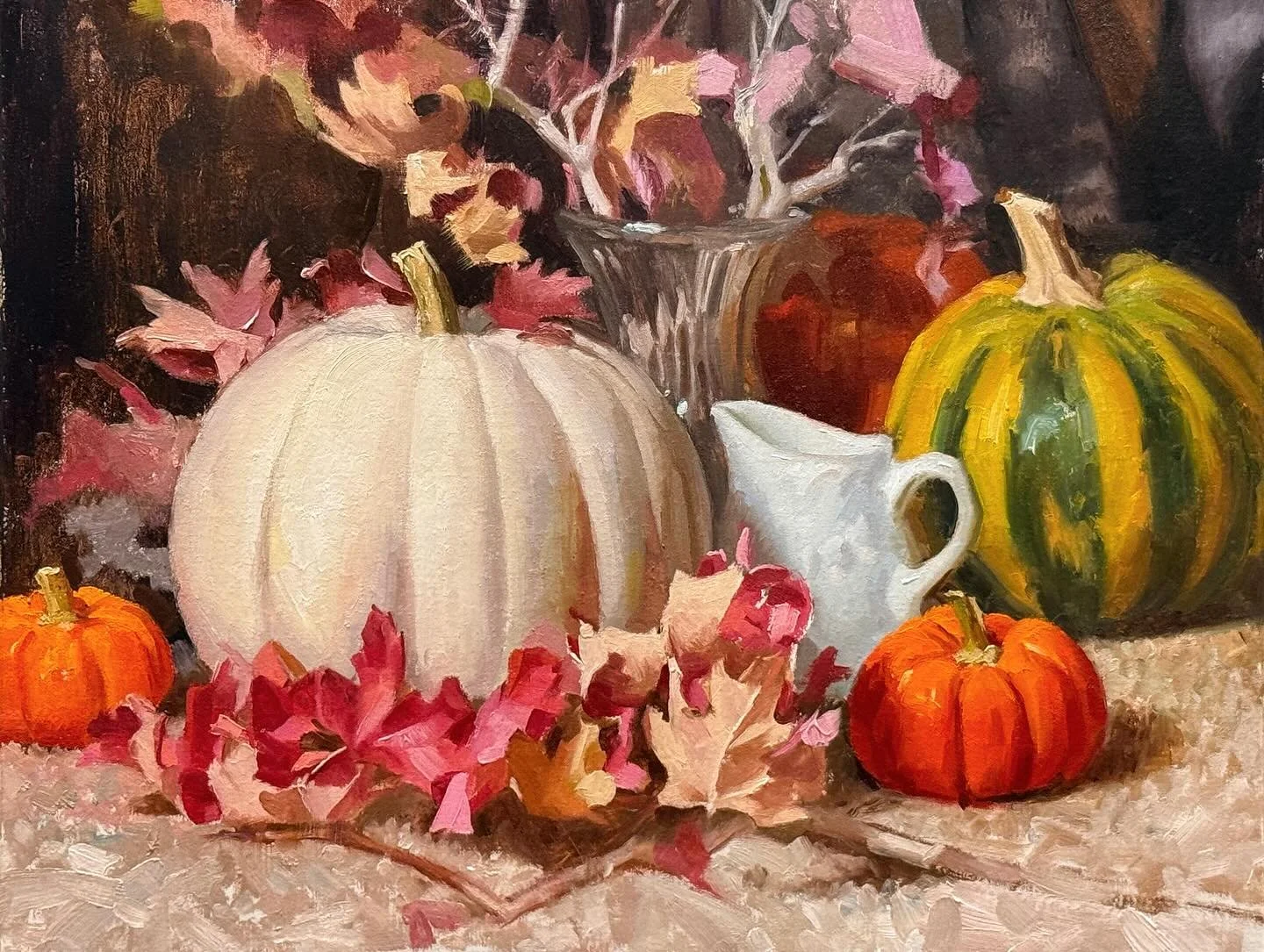 Fall Harvest #stilllife #oilpainting #pumpkinpainting #offtheeasel