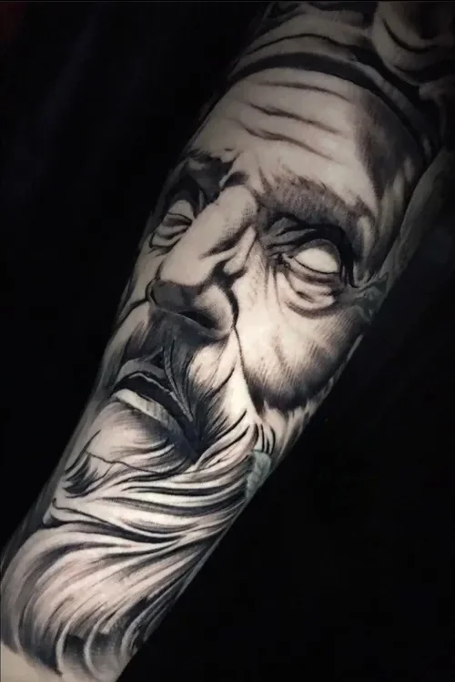 blackwork arm sleeve tattoo by a.b. garza austin tattoo artist