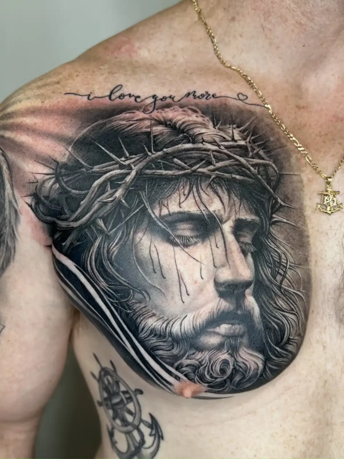 Black and Grey realism portrait tattoo by Mommasboy Tattoo in Austin TX