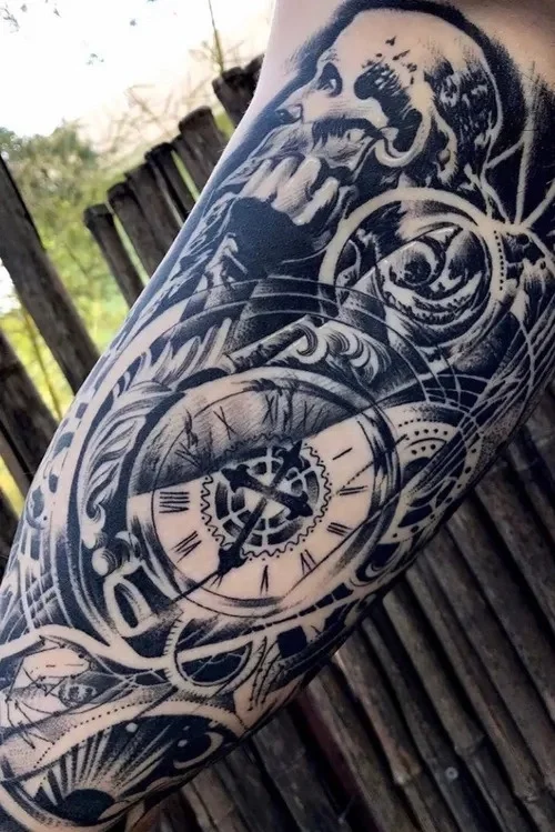 black and grey realism tattoo done at black crown studio in austin tx