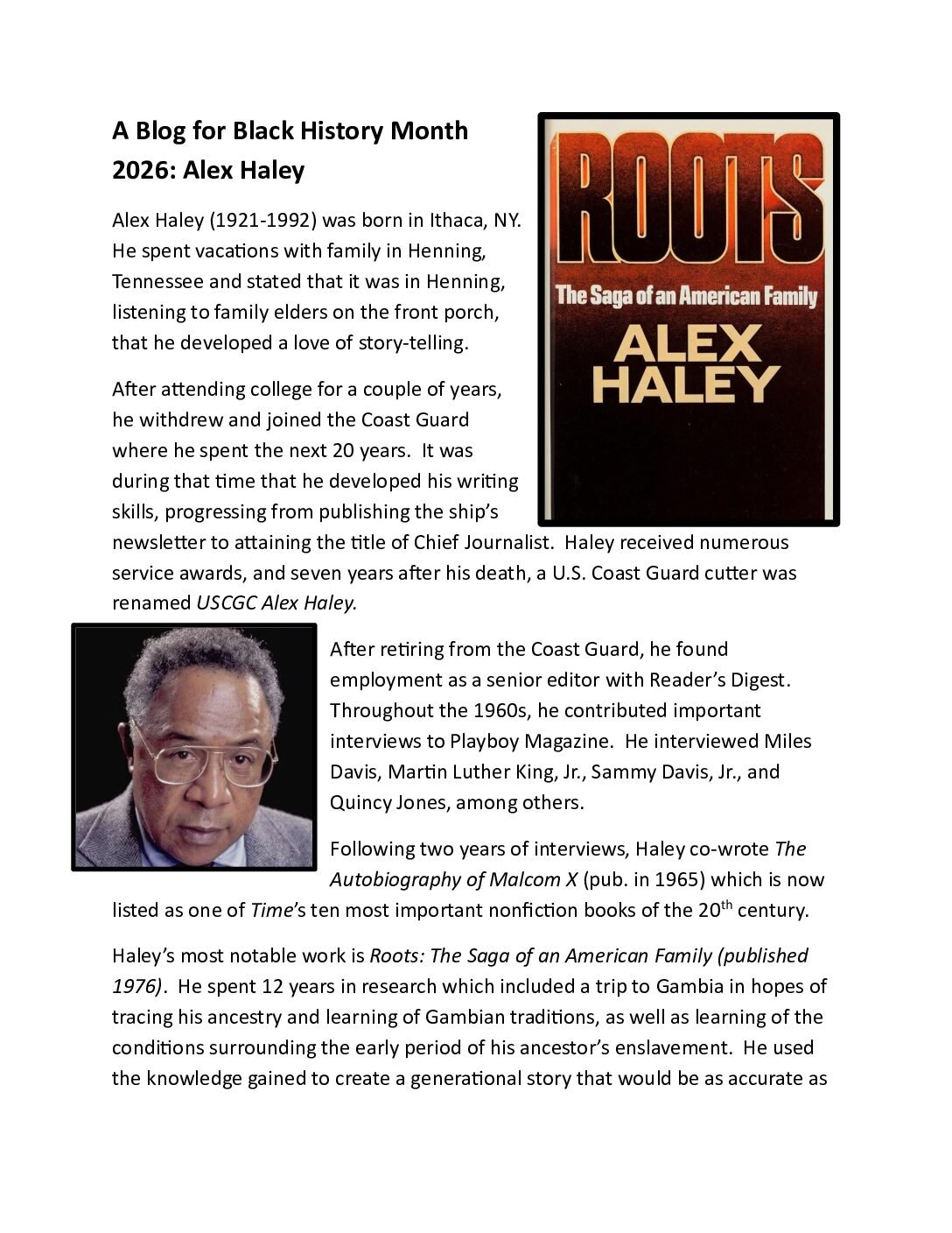 Black History Month 2026: Alex Haley