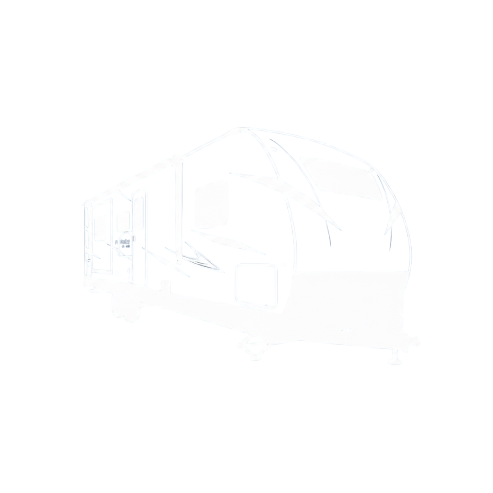The image shows a digital line drawing of a modern train with a streamlined design, large windows, and a rounded front, set against a black background.
