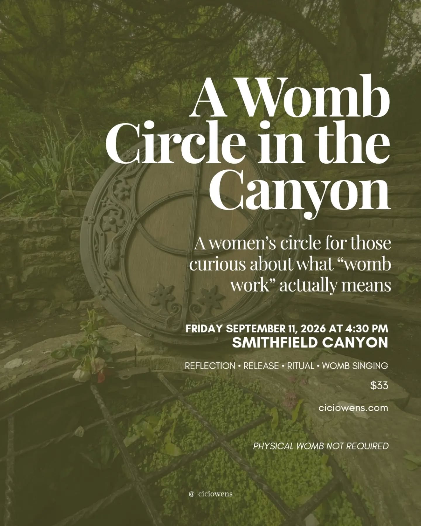 September&rsquo;s circle is a Womb Circle and it's our last one in the canyon this year!

If you&rsquo;re curious about womb work but don&rsquo;t really know what that means yet, this one is for you.

No experience needed.
No physical womb required.
