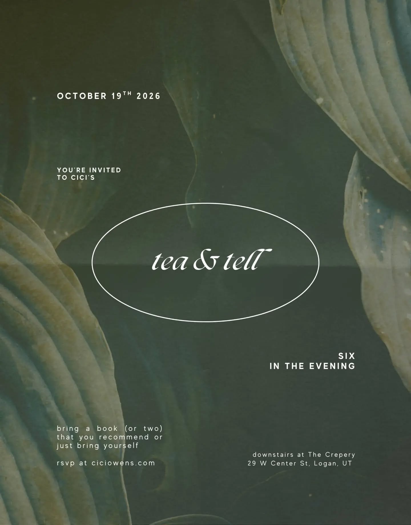 Your monthly excuse to drink tea and talk about cool shit. ☕️

Tea &amp; Tell is October 19!

It's basically a reverse book club, except nobody has to read the same book.

Bring whatever you've been into lately. A book, podcast, show, documentary, ar