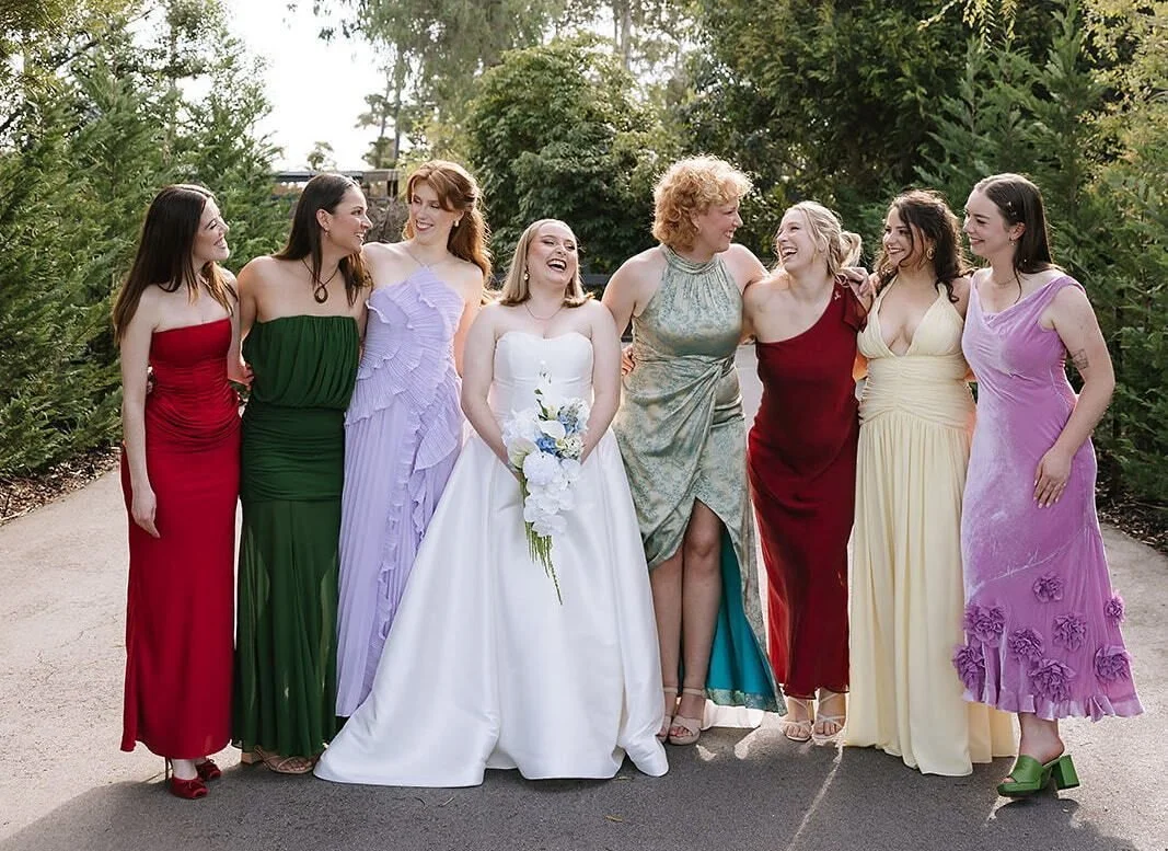 🩷🧡 Bernie's Gals 💛💜

On Bernie &amp; Finn's wedding day, I couldn't help but notice the girls in the audience brimming with pride and overflowing with happy tears as they listened to all the ways Finn loves Bernie so dearly. 

Bernie's brightly-d