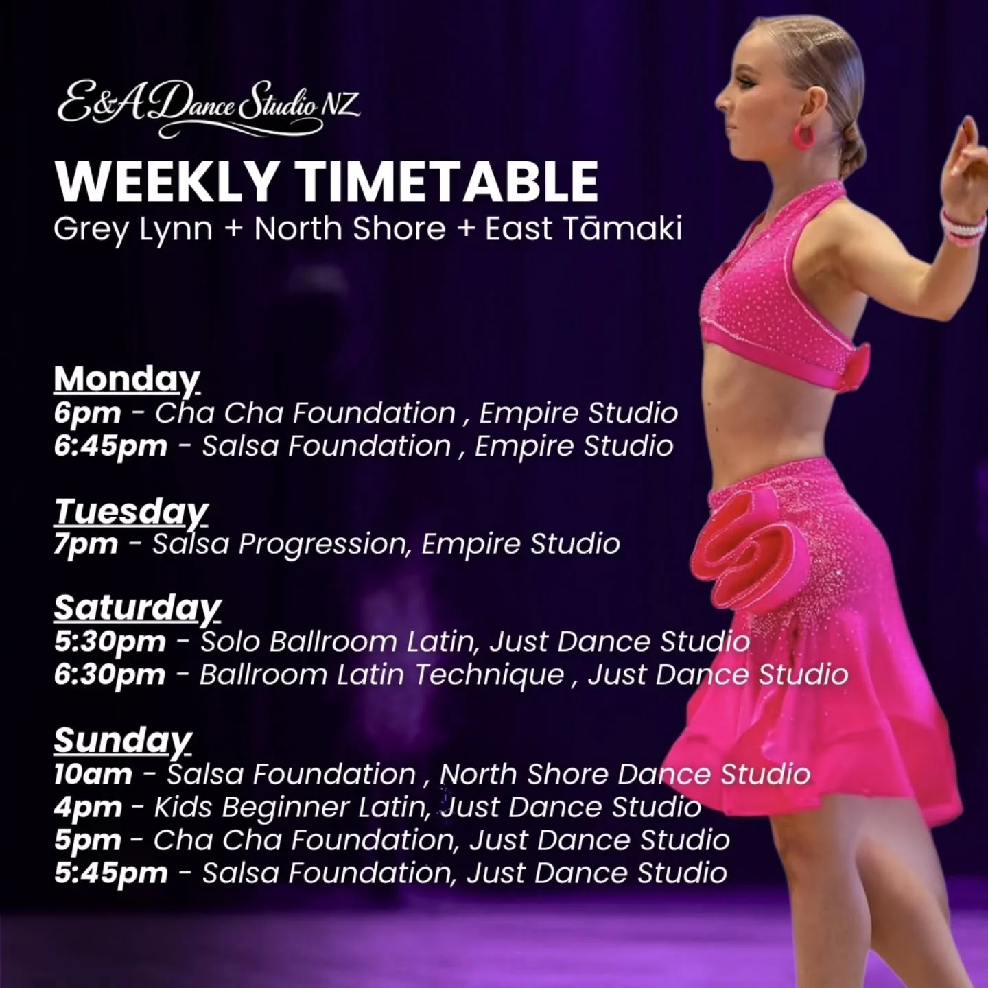 Your weekly dance menu, served ✨

Three locations. Beginner-friendly options. Private lessons too.

📍Full addresses in Locations highlight

🔗 Book via link in bio

Need help choosing a class? DM CLASS.