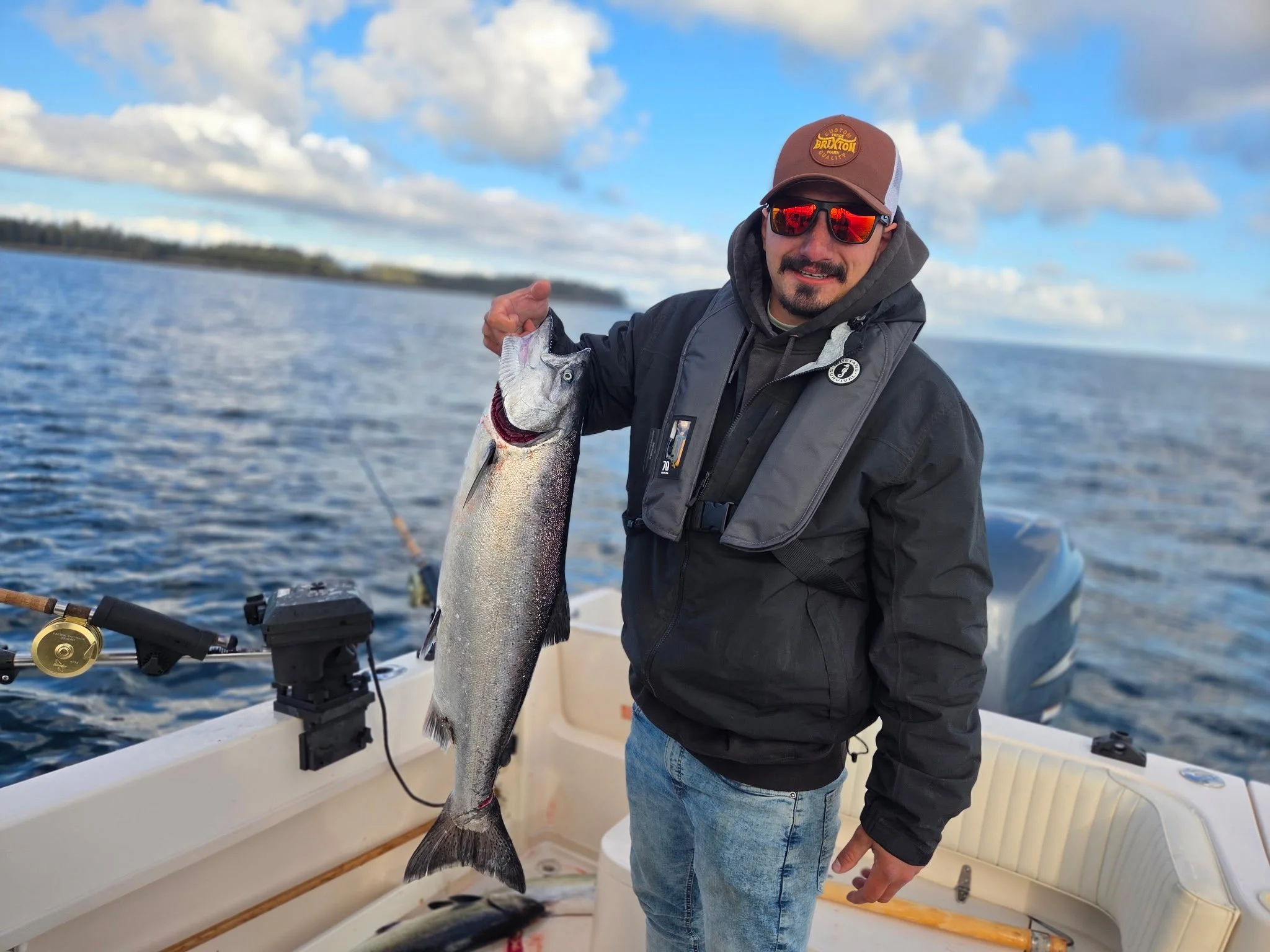 A nice king salmon retained on a beautiful Haida Gwaii morning