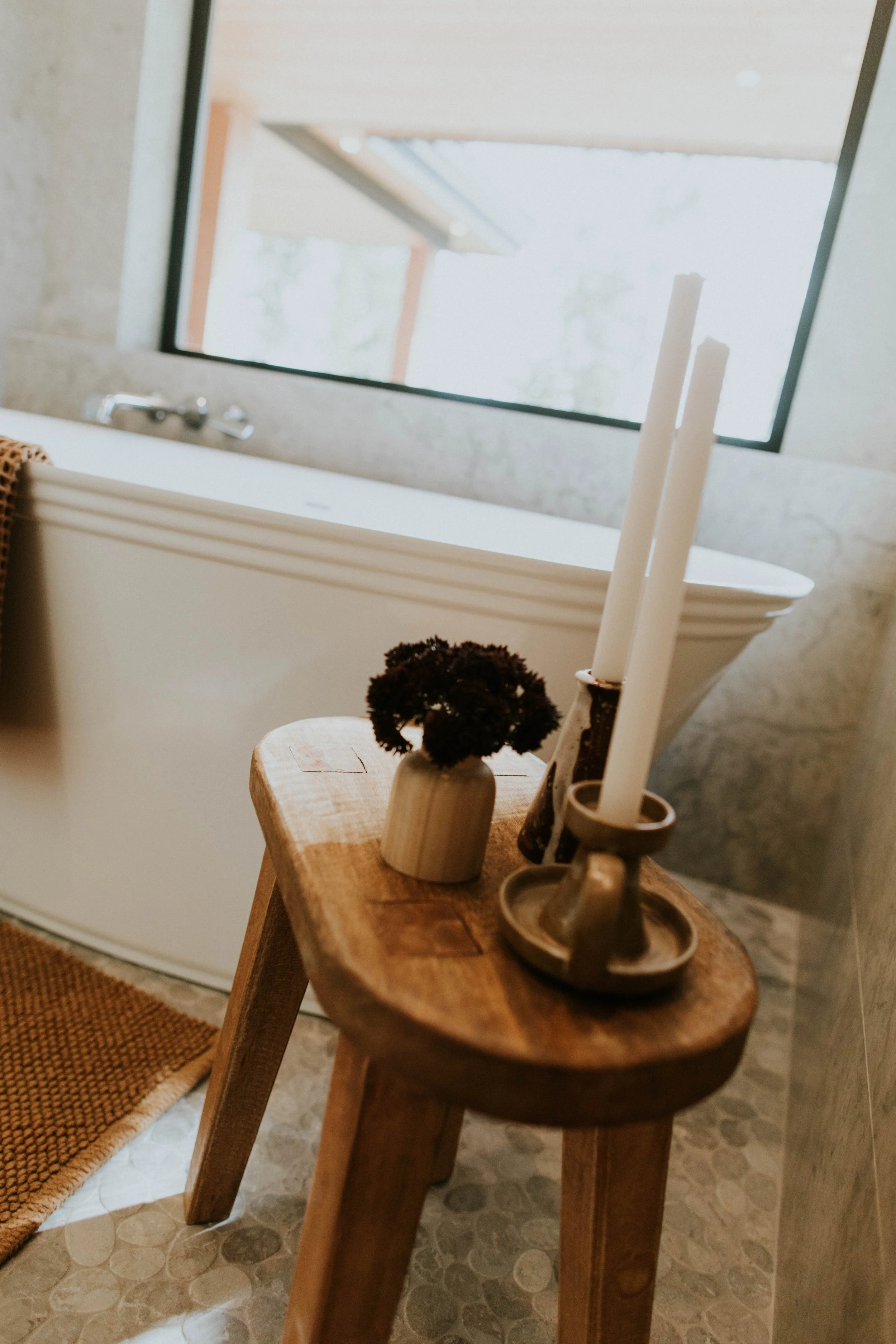 Bespoke primary bath with custom wet room, shower, soaking tub area. 