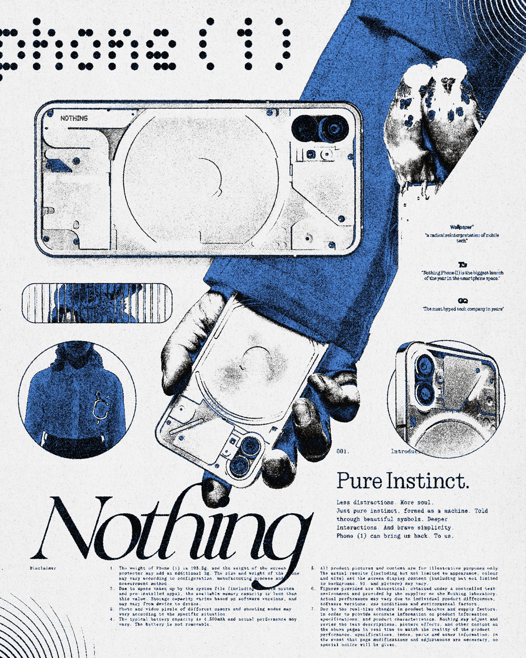 Illustration of a smartphone with its back cover removed, revealing internal components, with a person holding the phone. The image includes text and diagrams about mobile technology and smartphones.