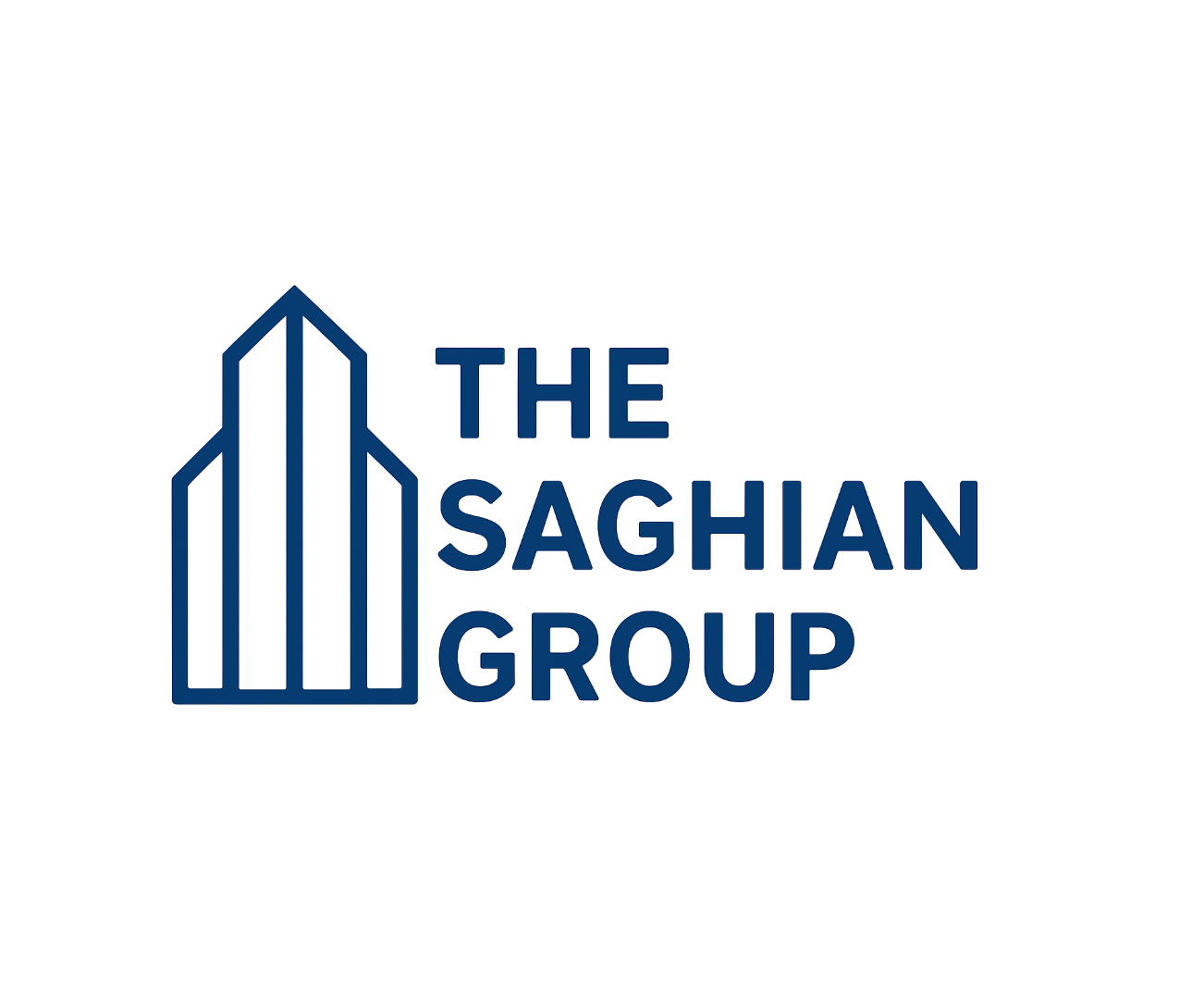 Logo of the SAGHIAN GROUP featuring a stylized outline of a tall building next to the company name in blue text